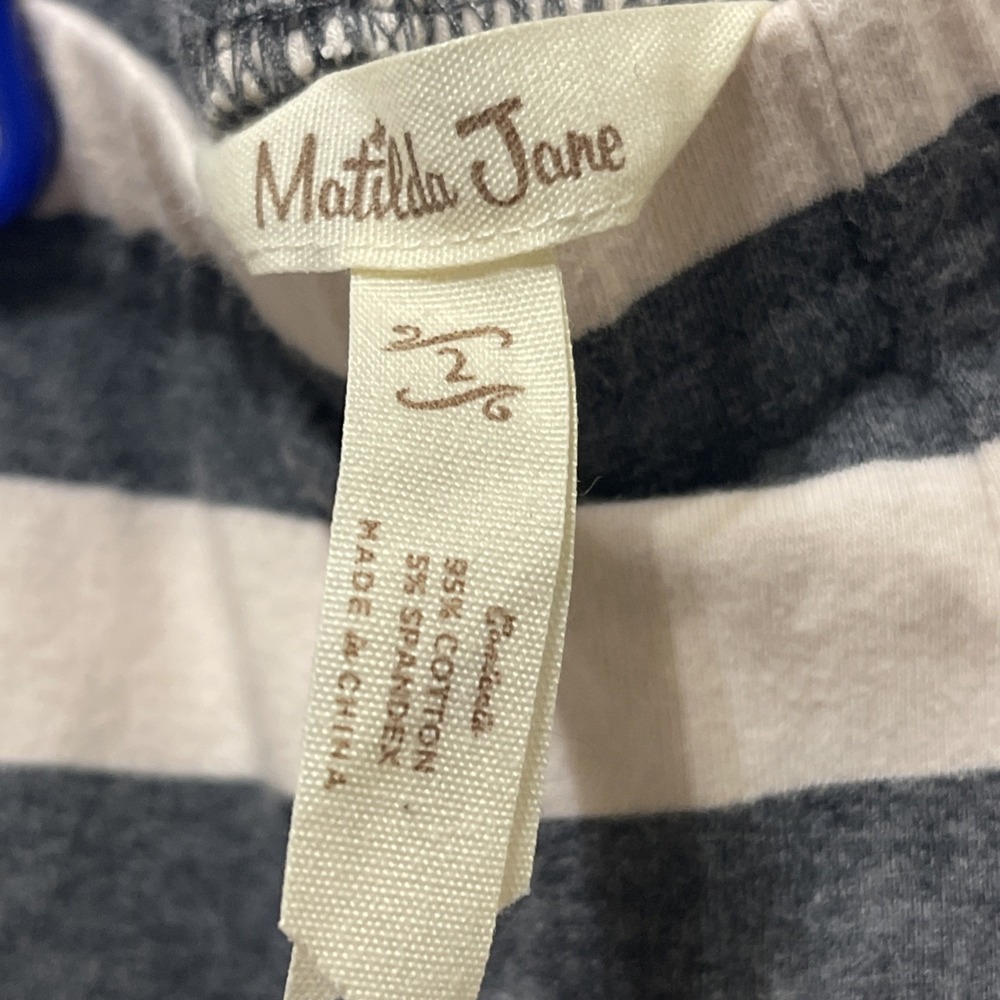 Matilda Jane Gray Cream Stripe Big Ruffles Pants 2T - Picture 3 of 4